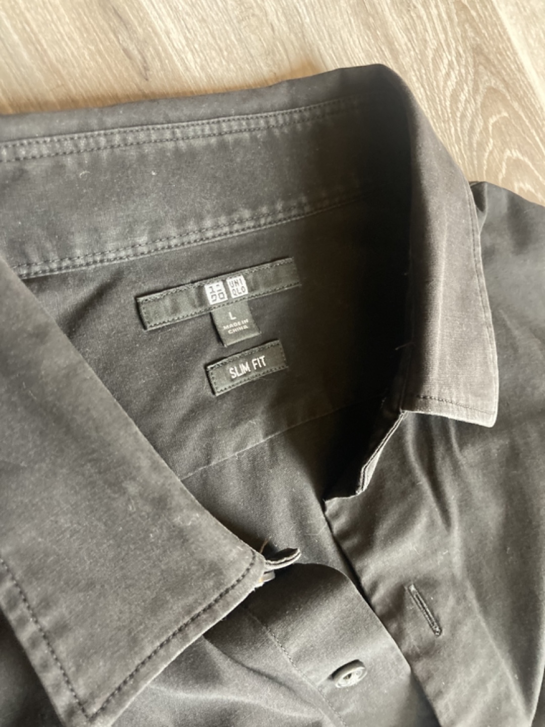 Men's UNIQLO Black Slim Fit Long Sleeve Shirt - Size L - photo 2
