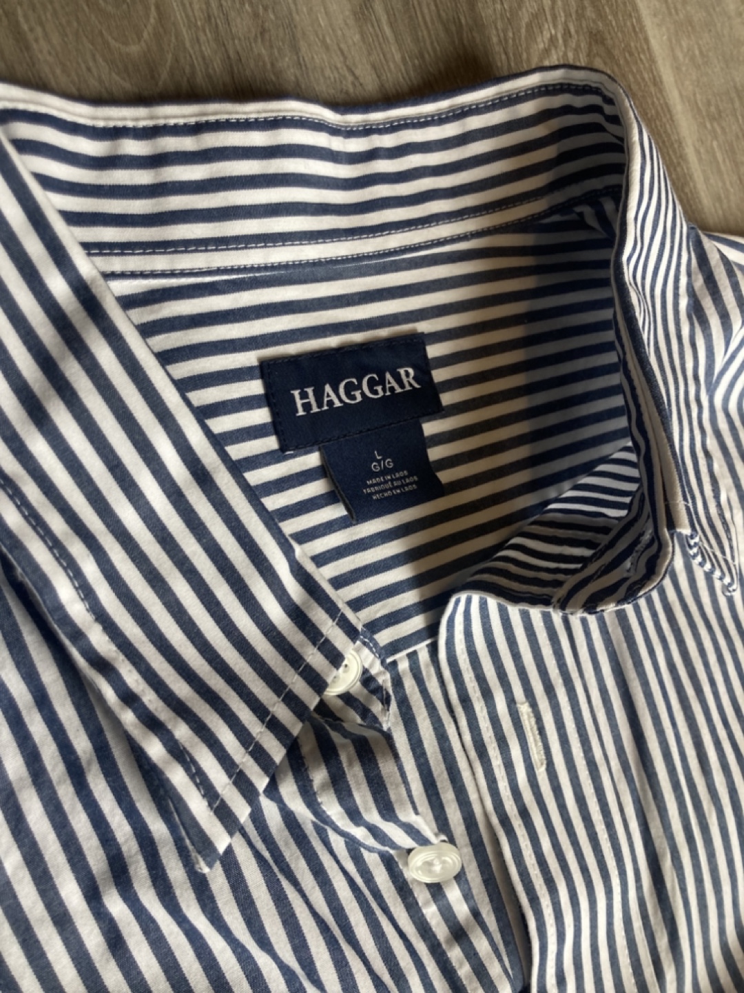 Haggar Men's Size Large Striped Long Sleeve Button-Down Shirt - photo 2