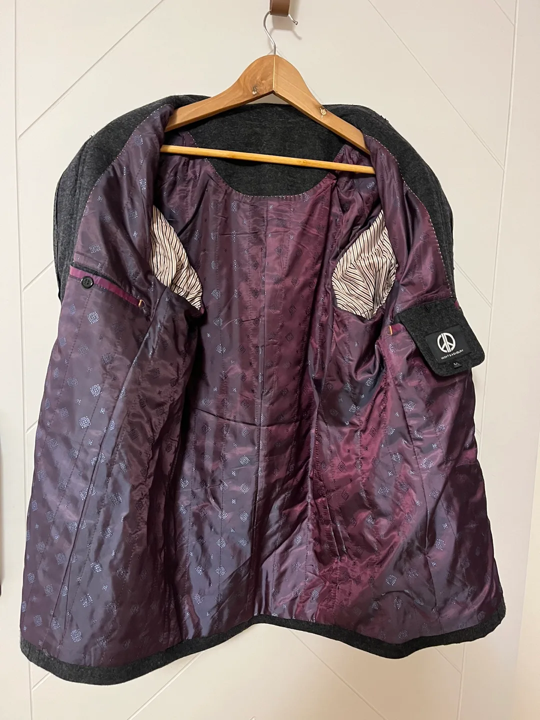 Haight & Ashbury Grey Knit Designer Blazer Jacket Size L image indicator(2)