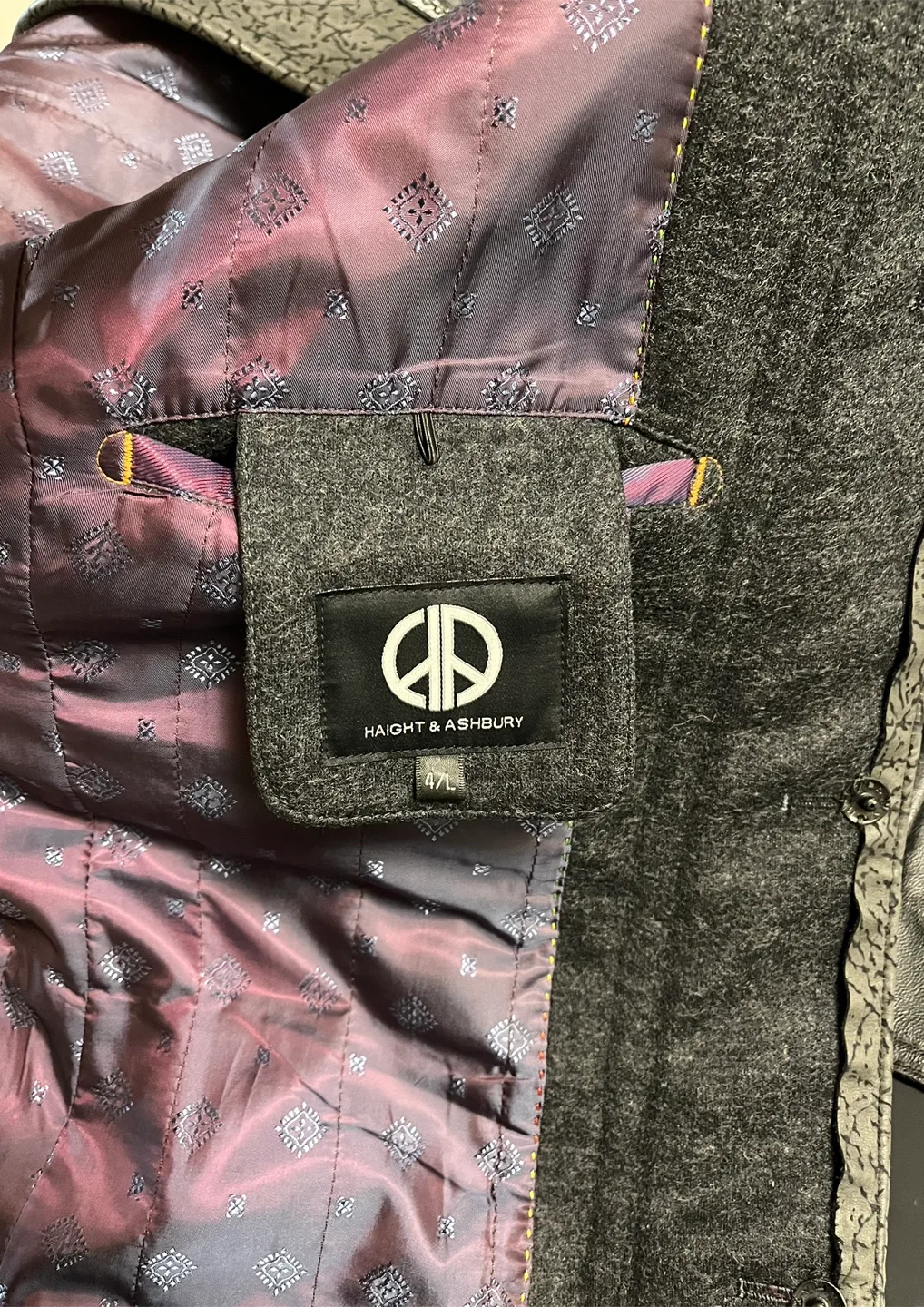 Haight & Ashbury Grey Knit Designer Blazer Jacket Size L image indicator(9)