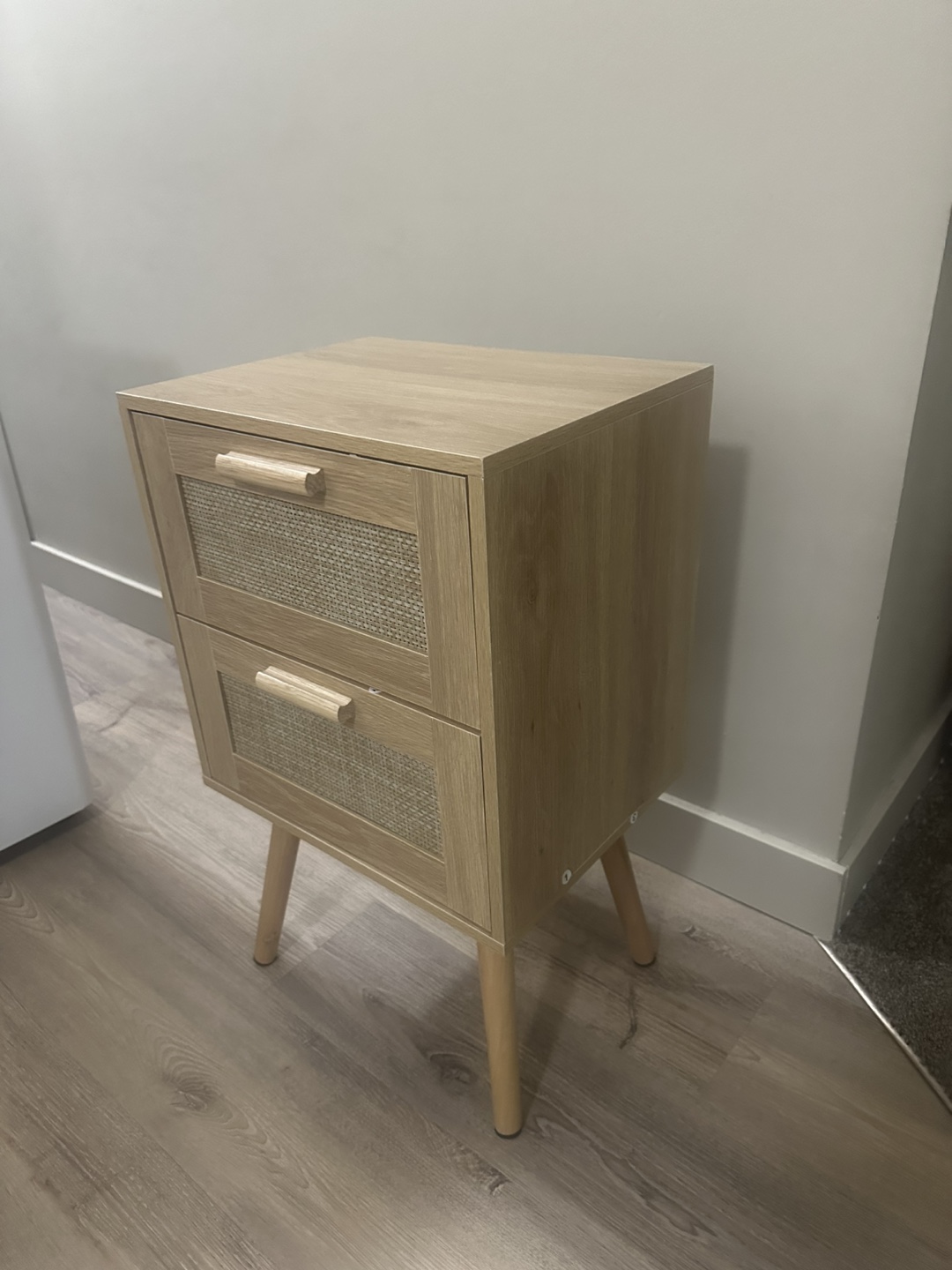 Brand-New Spurlin Rattan Nightstand with 2 Storage Drawers - photo 2