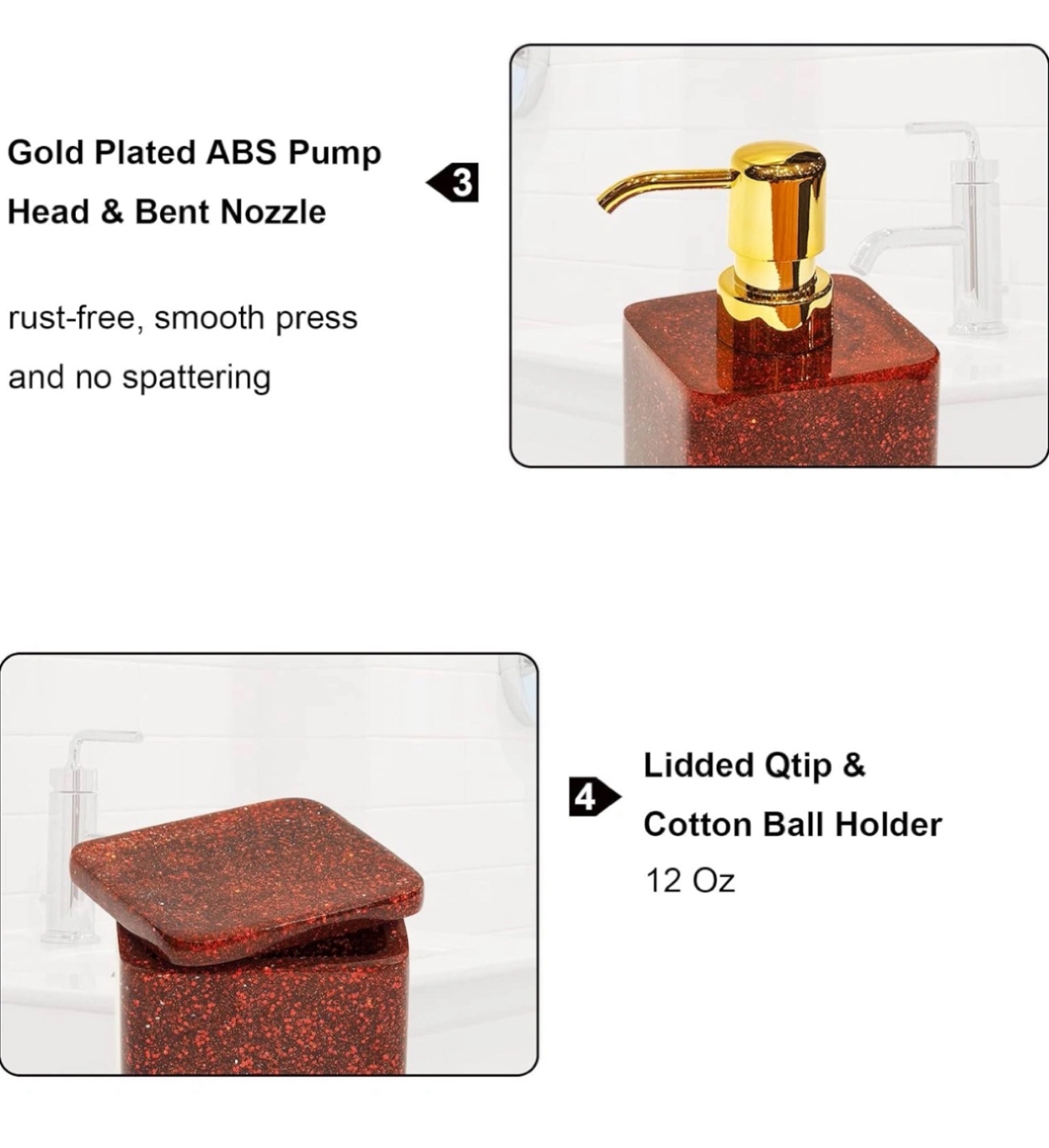 Brand New! Red Glitter Bathroom Accessory Set - photo 4