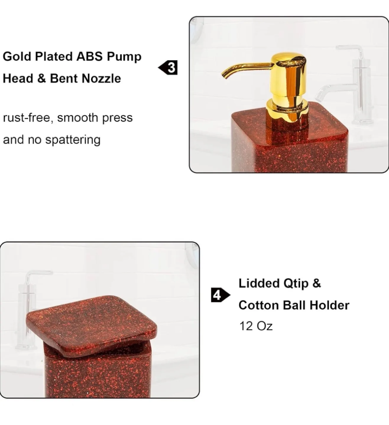 Brand New! Red Glitter Bathroom Accessory Set image indicator(4)
