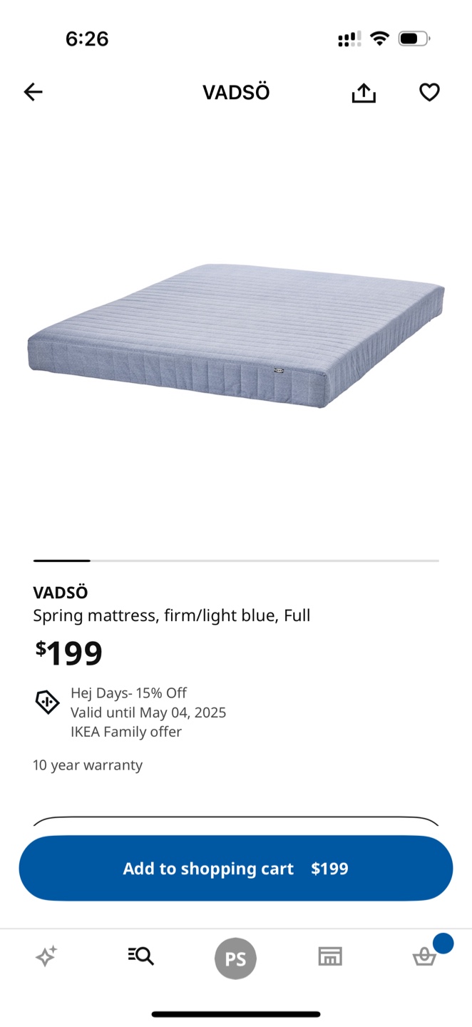 IKEA VADSÖ Full Spring Mattress - Firm/Light Blue - photo 4