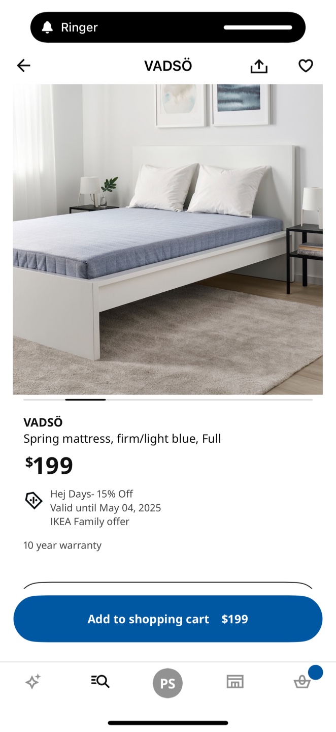 IKEA VADSÖ Full Spring Mattress - Firm/Light Blue - photo 5