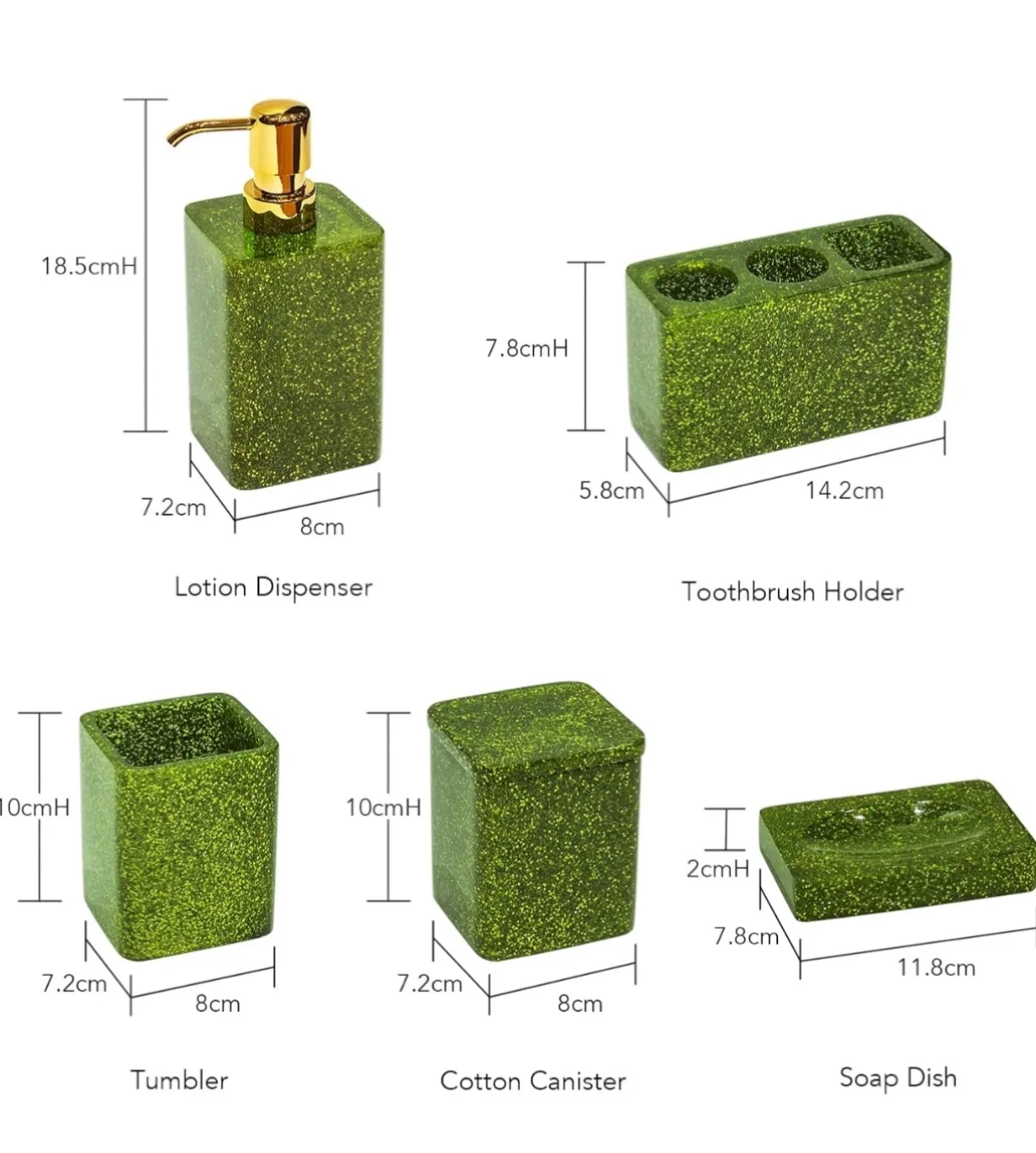 Green Glitter Bathroom Accessory Set image indicator(3)