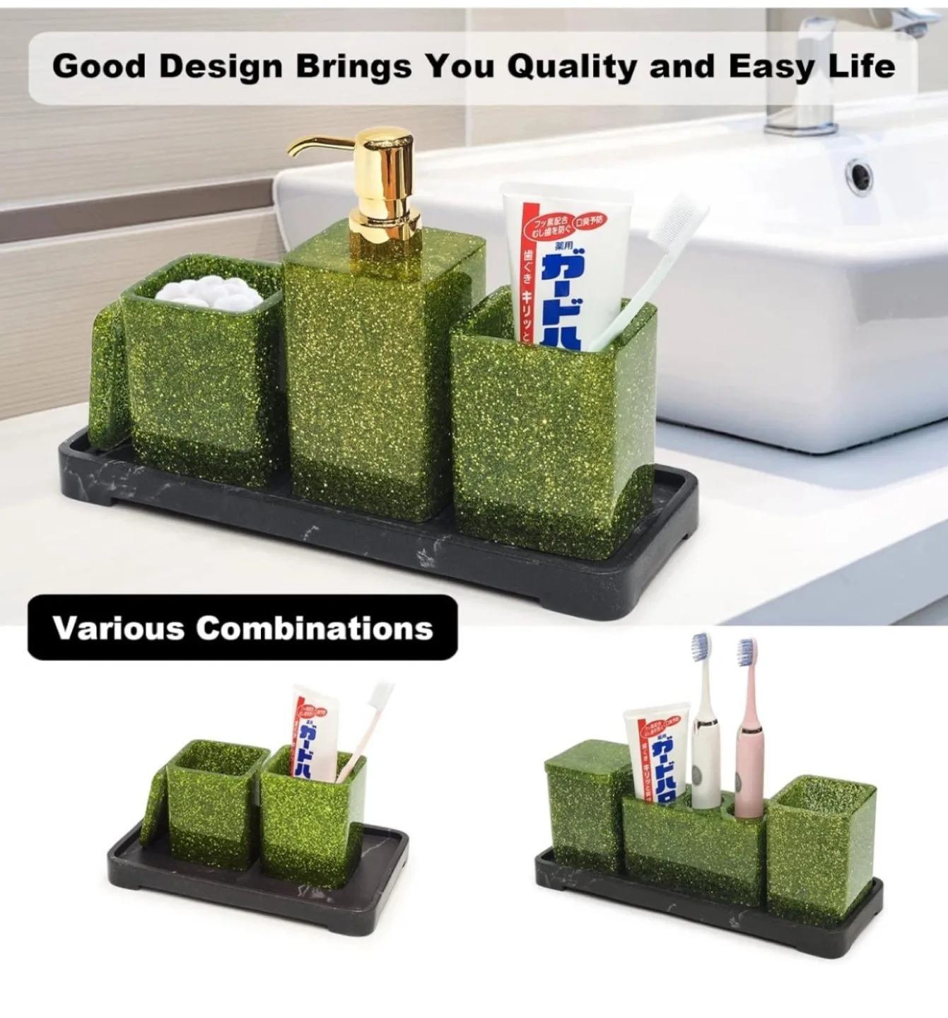 Green Glitter Bathroom Accessory Set image indicator(5)