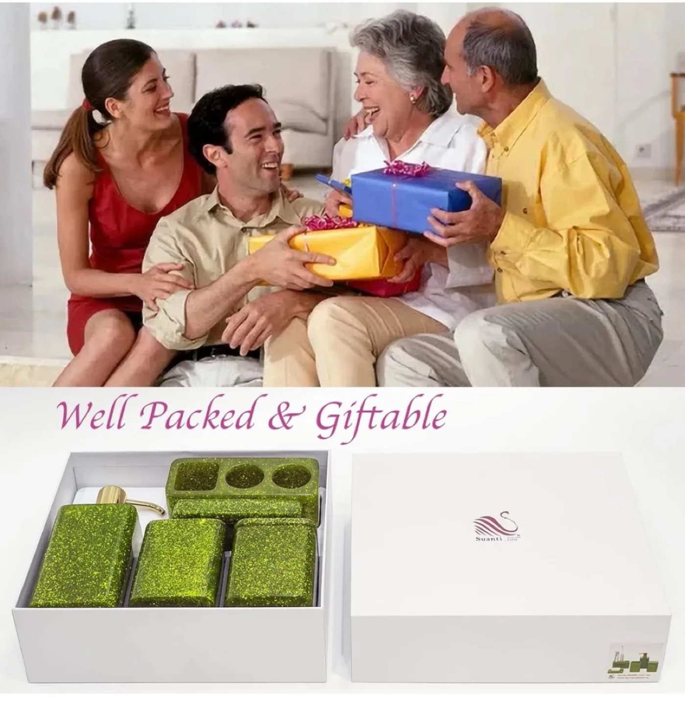 Green Glitter Bathroom Accessory Set image indicator(7)