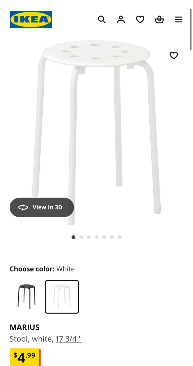 MOVE OUT till *MAY 12* IKEA MARIUS White Stool - 17 3/4" - photo 3