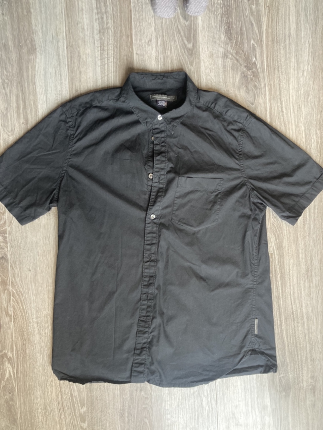 French Connection Men's Black Short Sleeve Button-Down Shirt