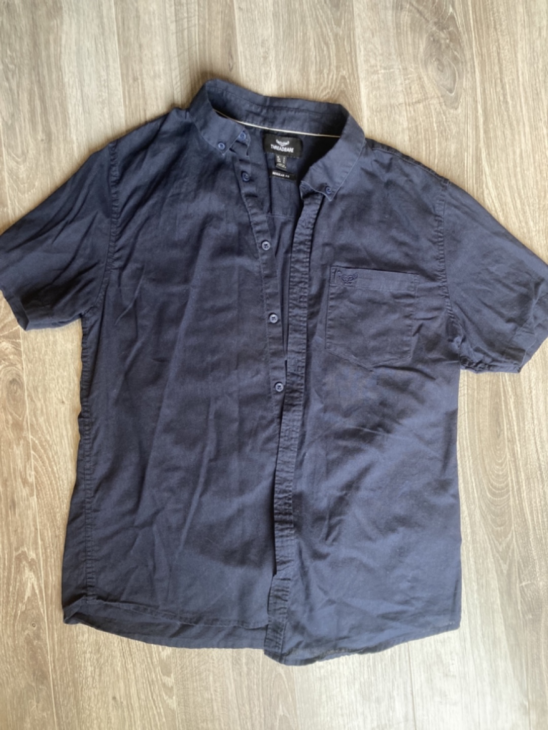 Threadbare Men's Navy Blue Short Sleeve Button-Down Shirt