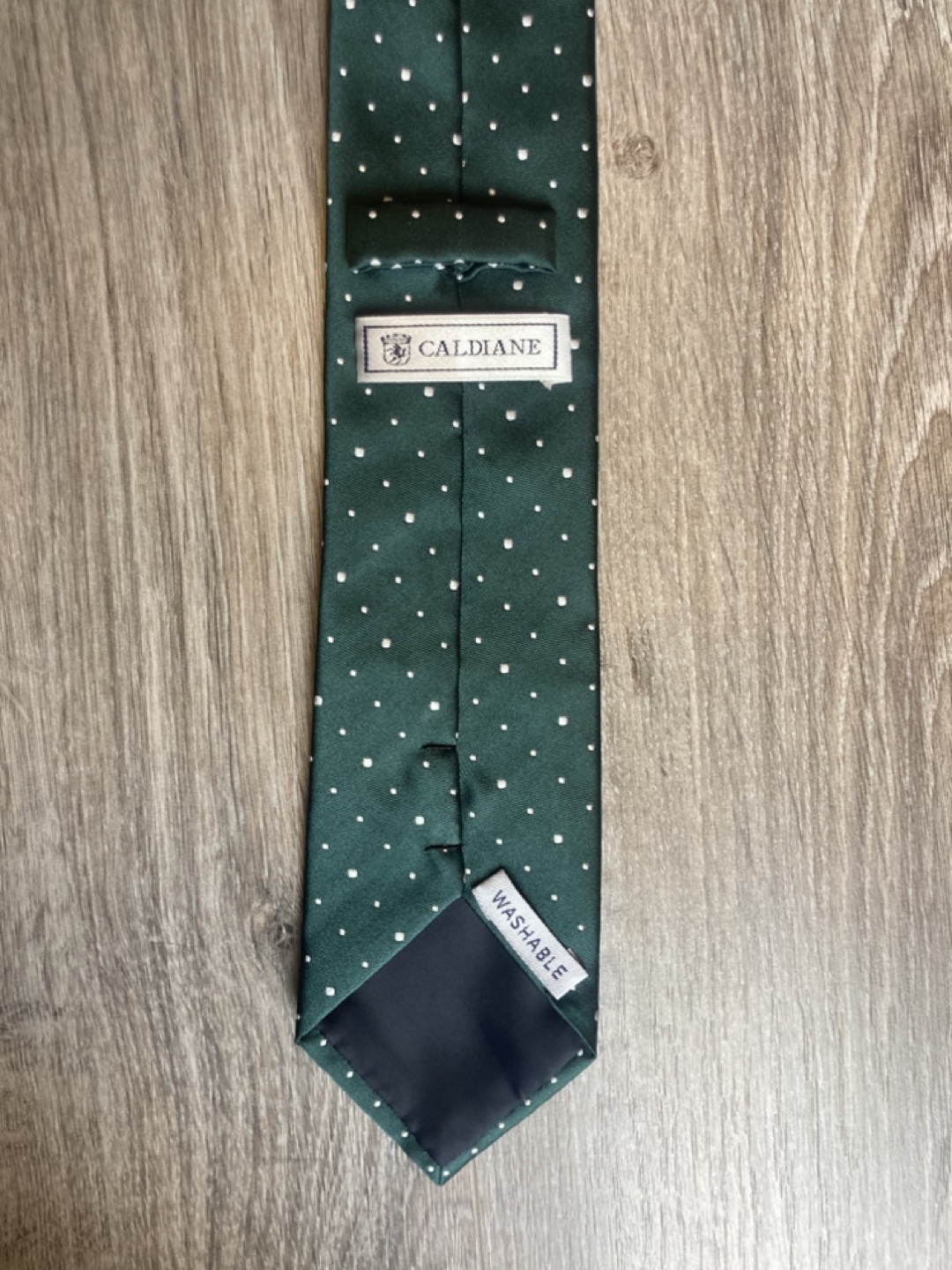 Men's Caldiane Green Tie with White Polka Dots - photo 2
