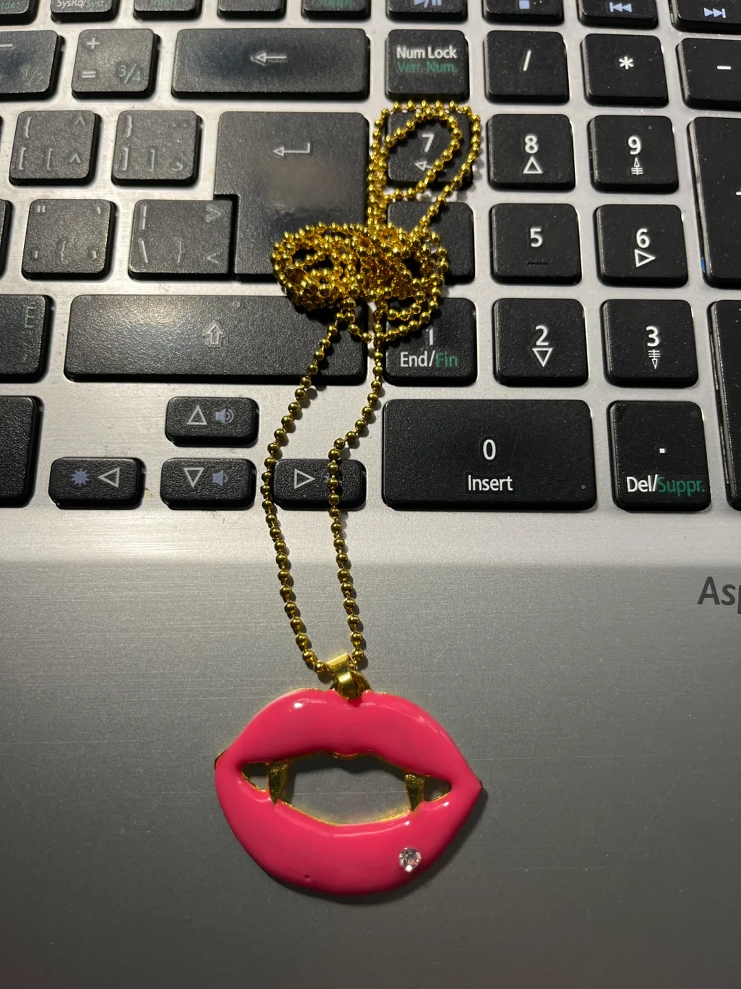 Pink Vampire Lip Necklace thumbnail