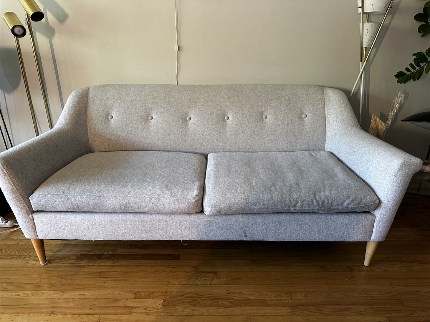 Mid-Century Modern Light Grey Sofa