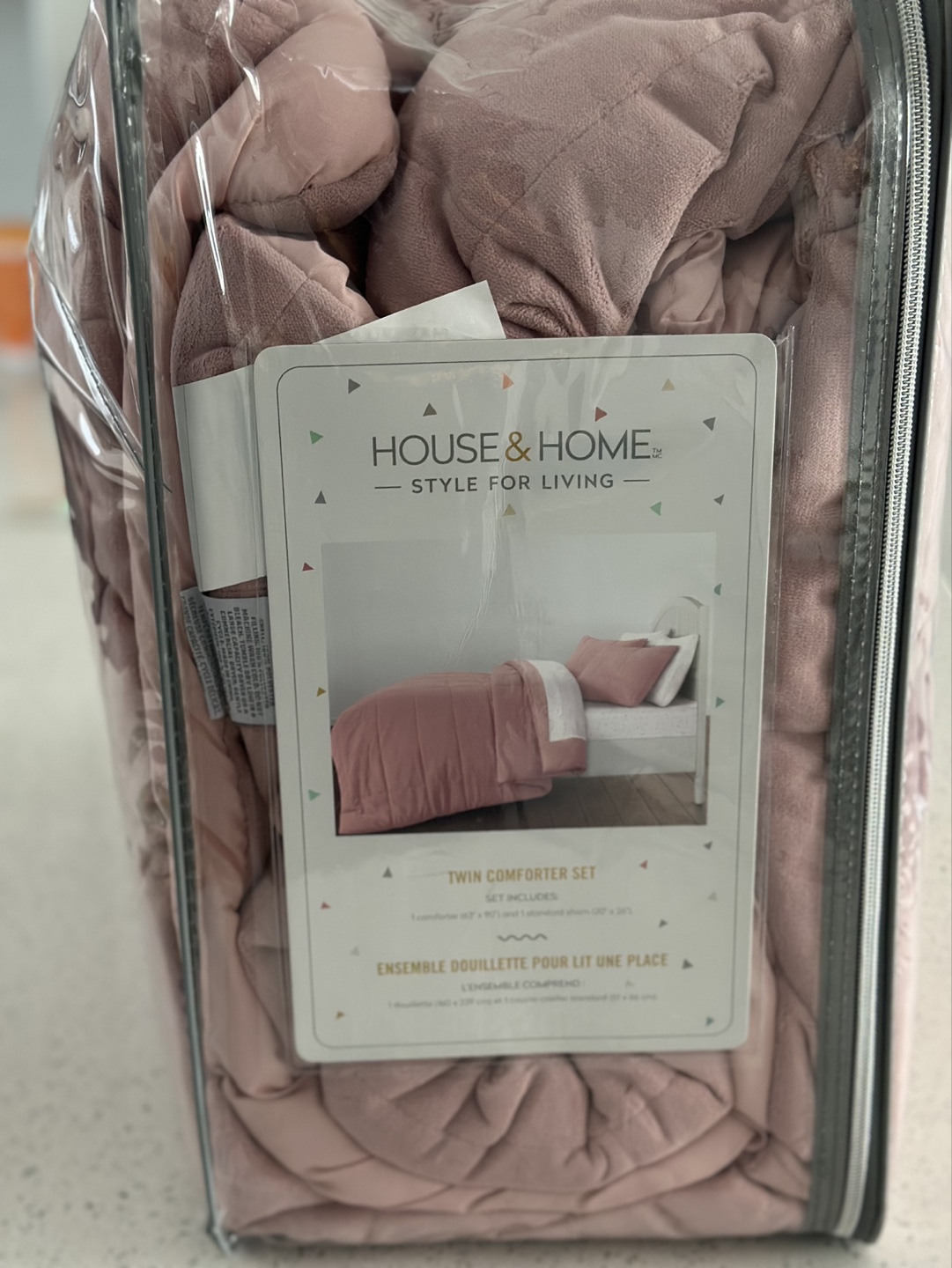 House & Home Twin Comforter Set - Dusty Rose
