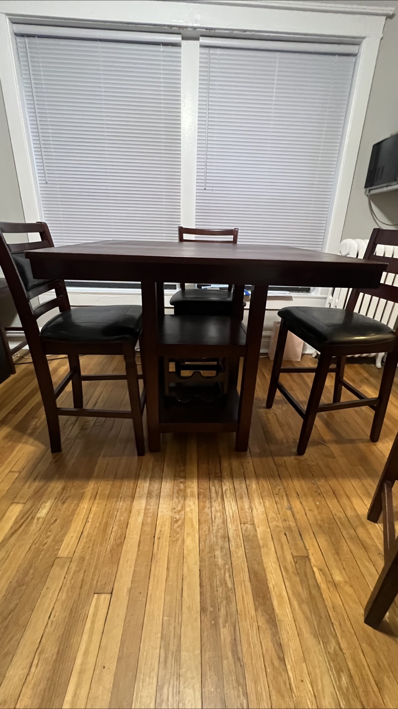 Dark Wood Square Dining Table with 4 Counter Height Chairs - photo 3