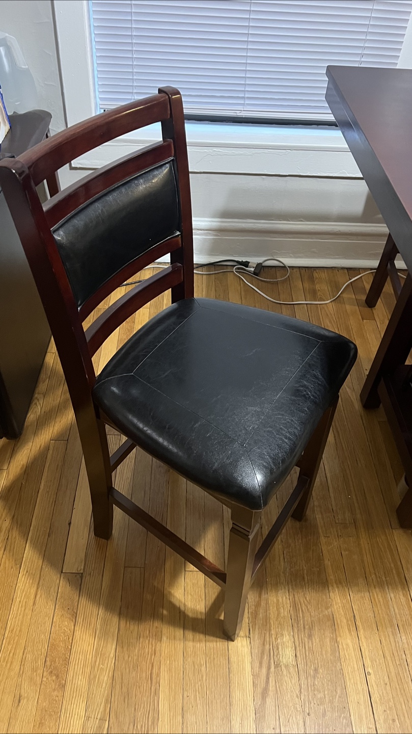 Dark Wood Square Dining Table with 4 Counter Height Chairs - photo 5