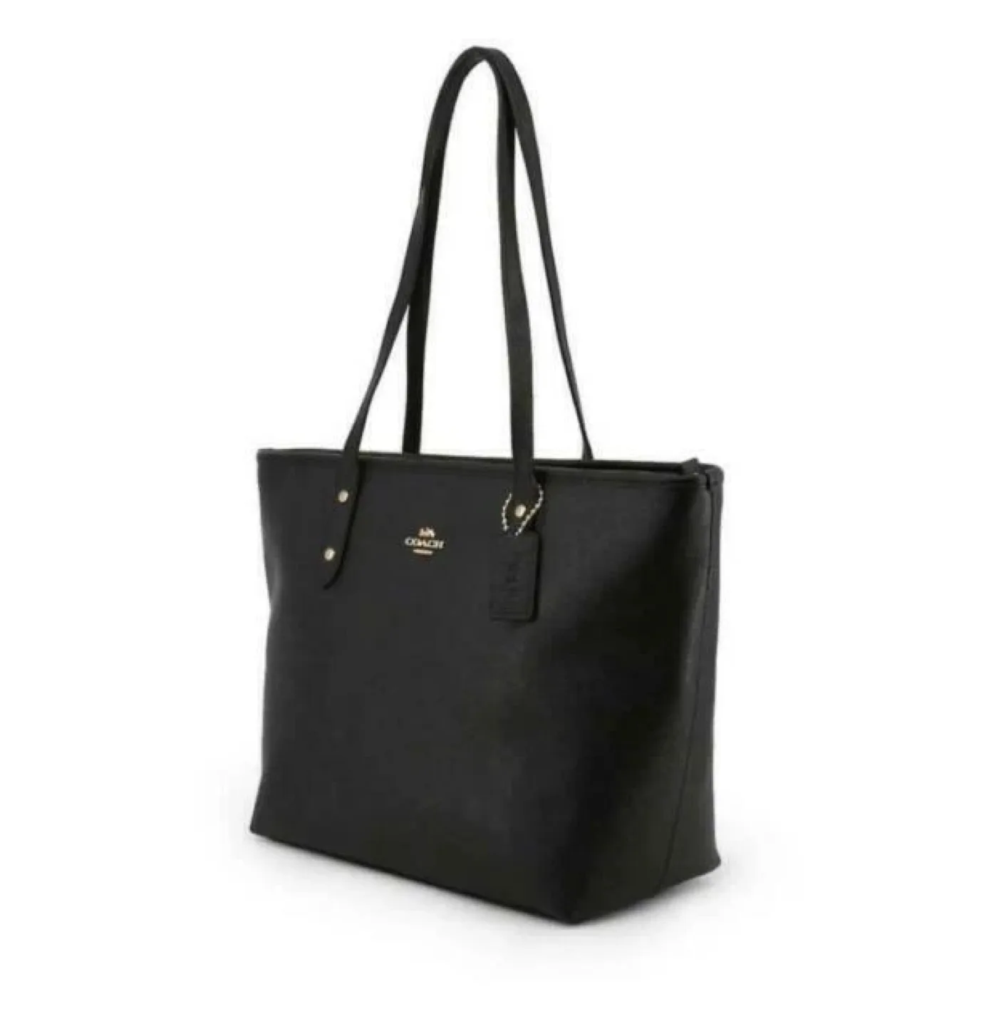 LargeCoach Black Leather Tote Bag thumbnail