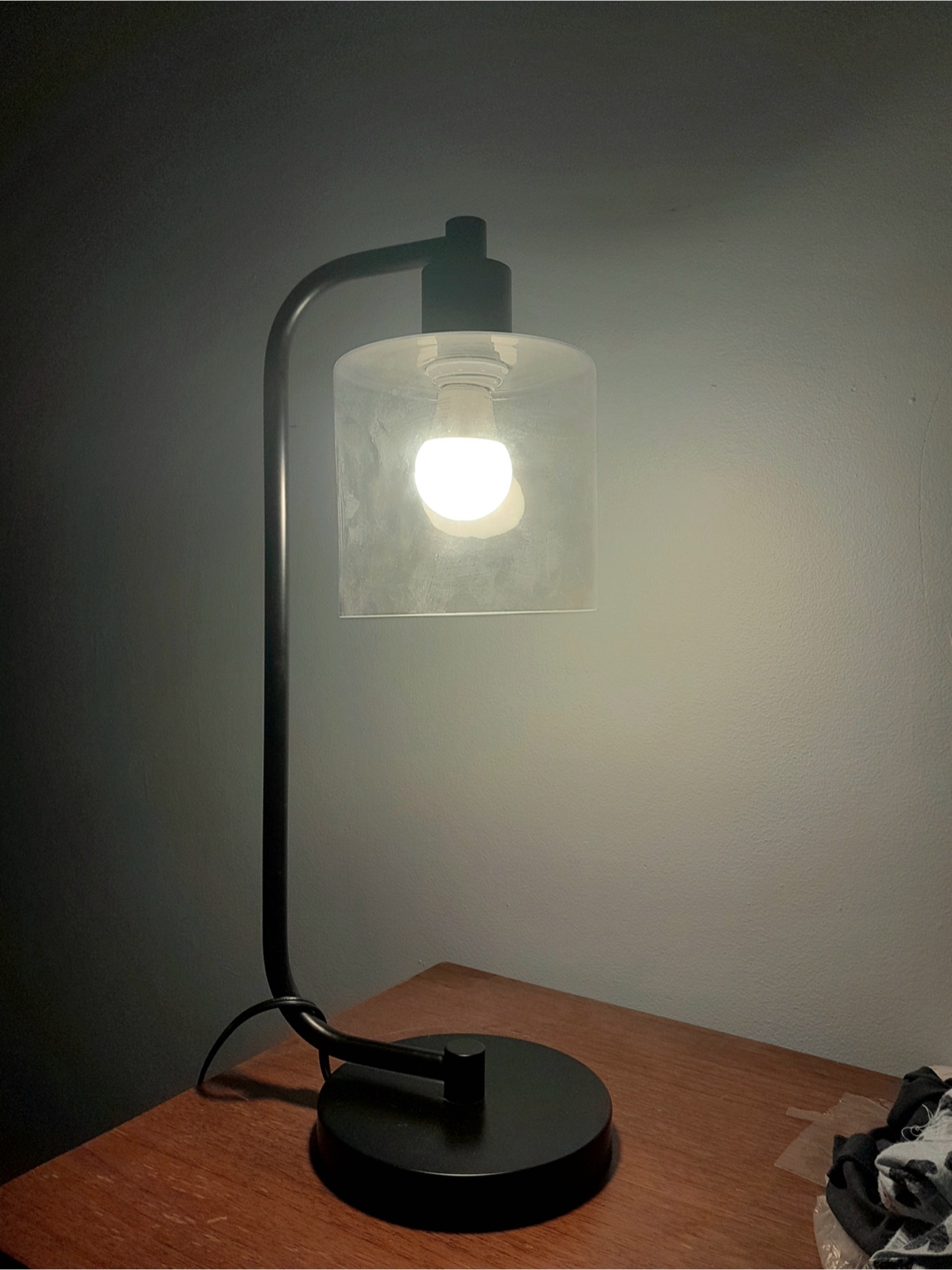Modern Black Desk Lamp with Clear Glass Shade - photo 5