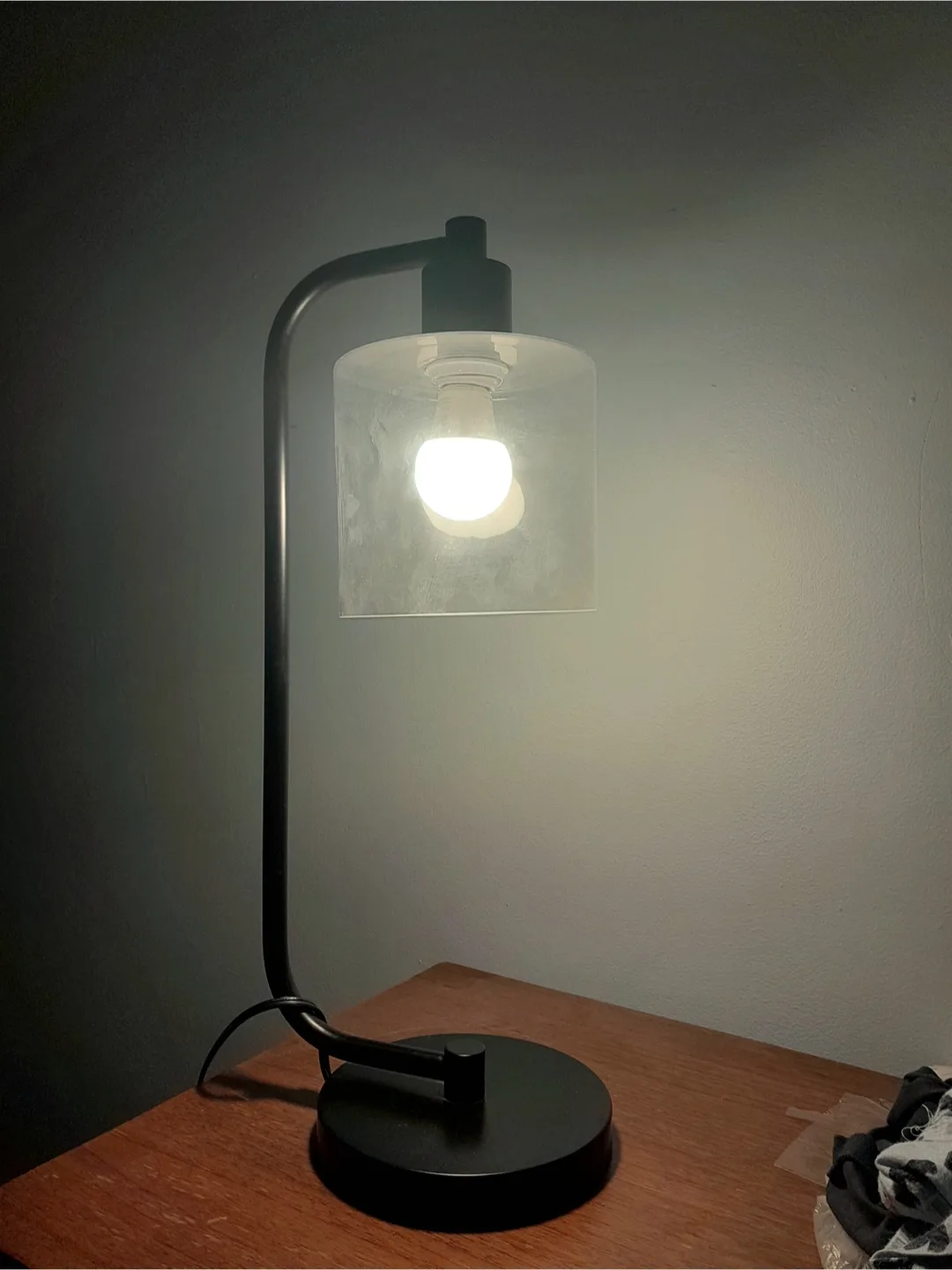 Modern Black Desk Lamp with Clear Glass Shade image indicator(5)