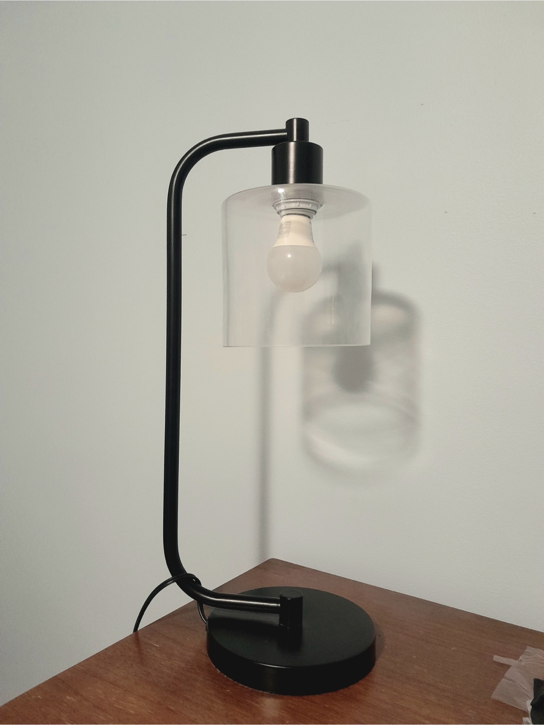 Modern Black Desk Lamp with Clear Glass Shade - photo 4