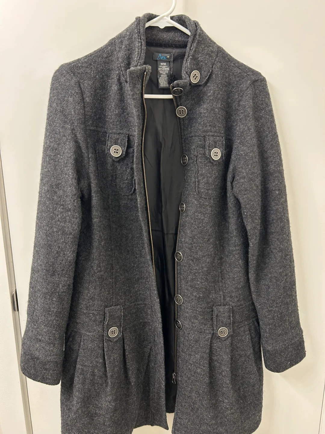 Dex Dark Grey Wool Blend Coat - Size M/M image indicator(3)