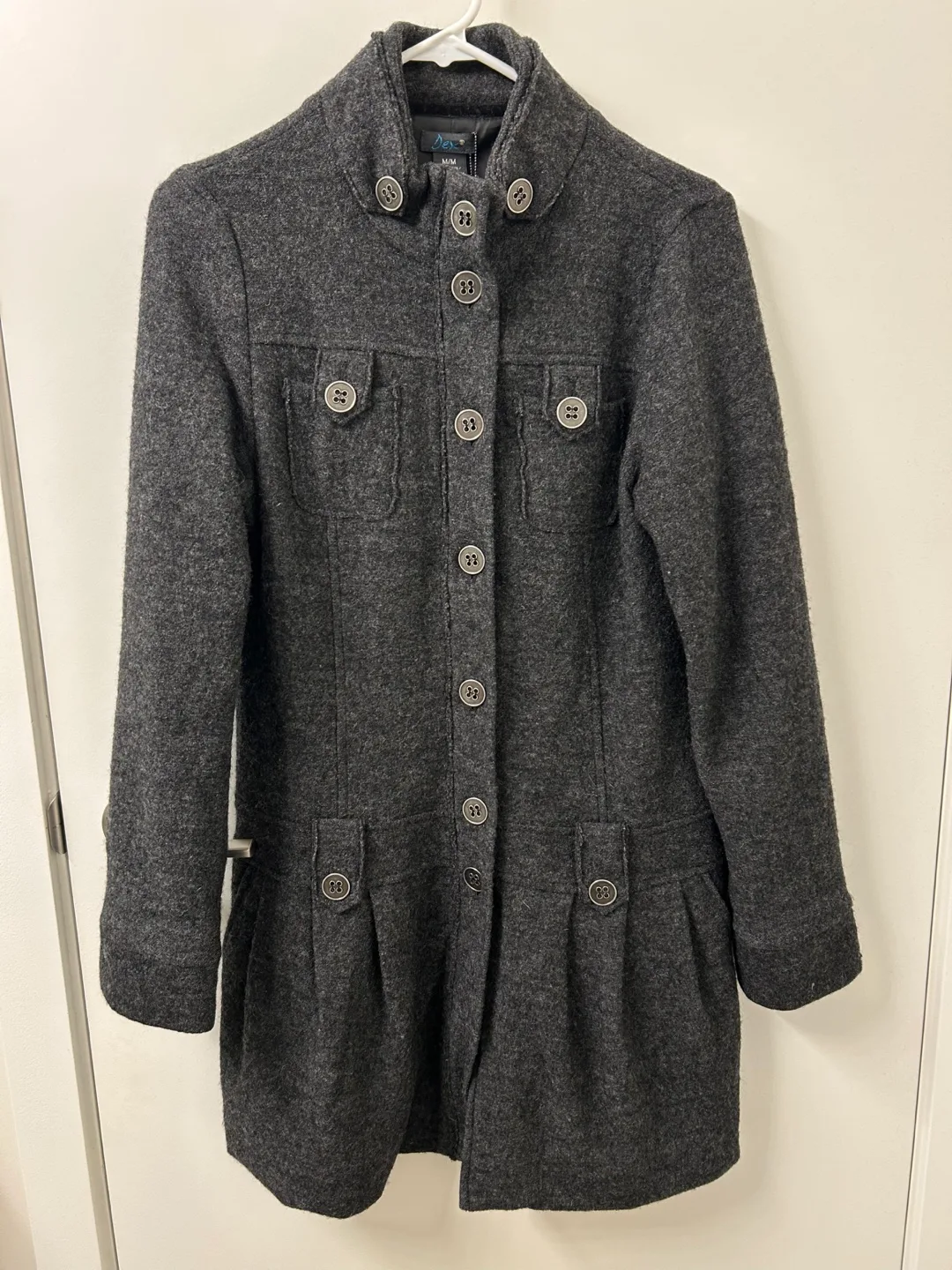 Dex Dark Grey Wool Blend Coat - Size M/M thumbnail