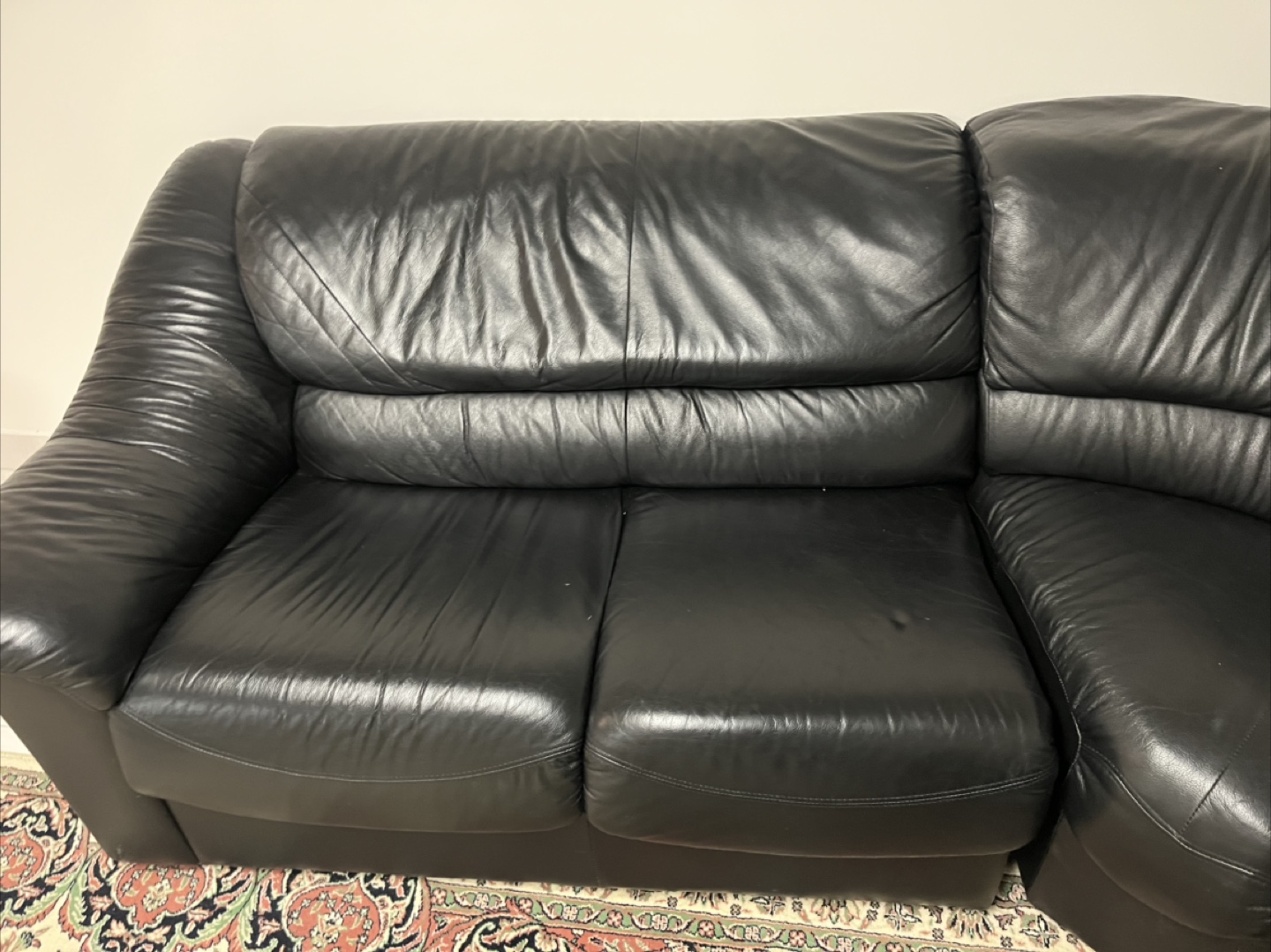 Black Leather Sectional Sofa - photo 3