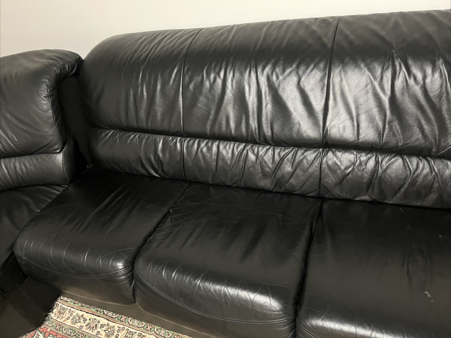 Black Leather Sectional Sofa - photo 2