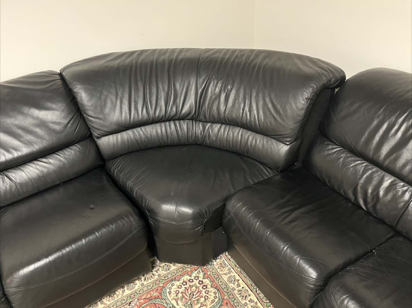 Black Leather Sectional Sofa - photo 5