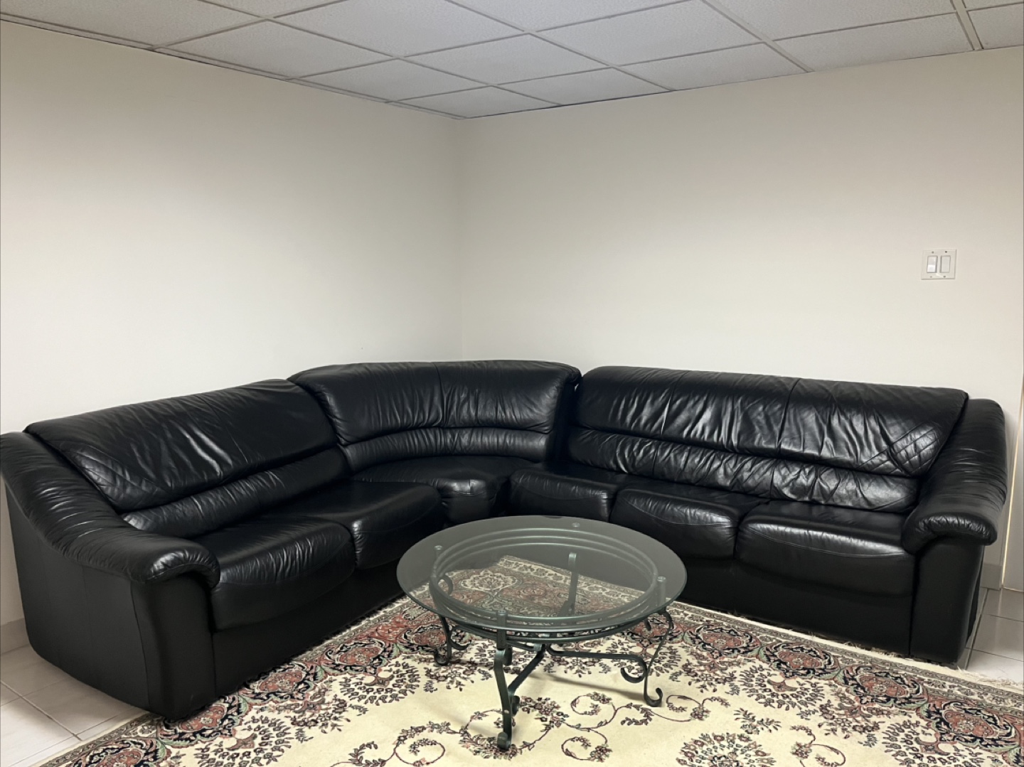 Black Leather Sectional Sofa