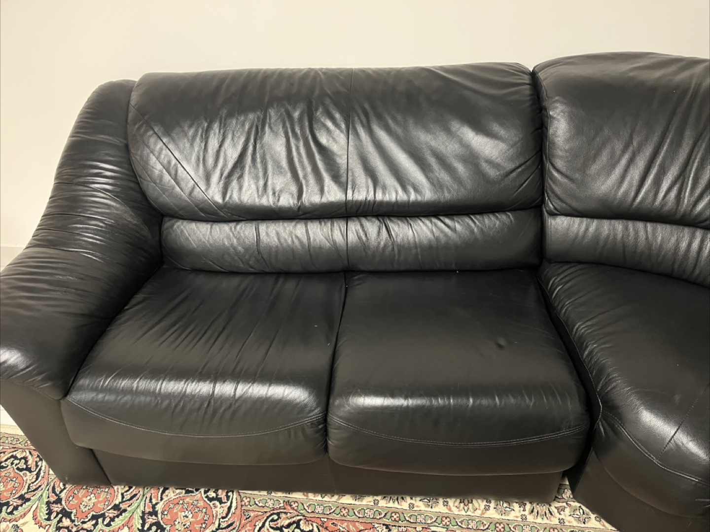 Black Leather Sectional Sofa - photo 4