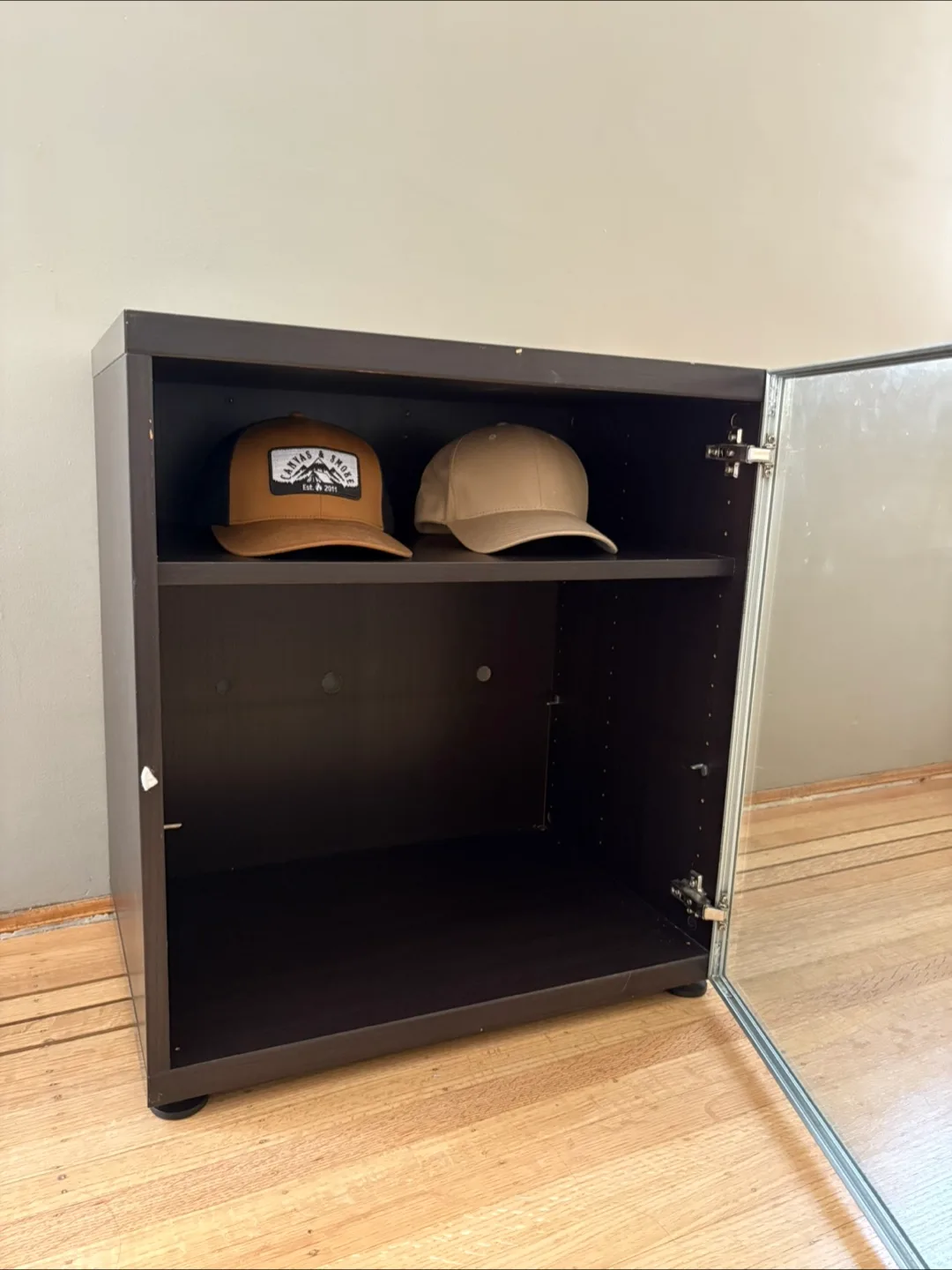 Dark Brown Storage Cabinet sideboard - Glass Door image indicator(2)