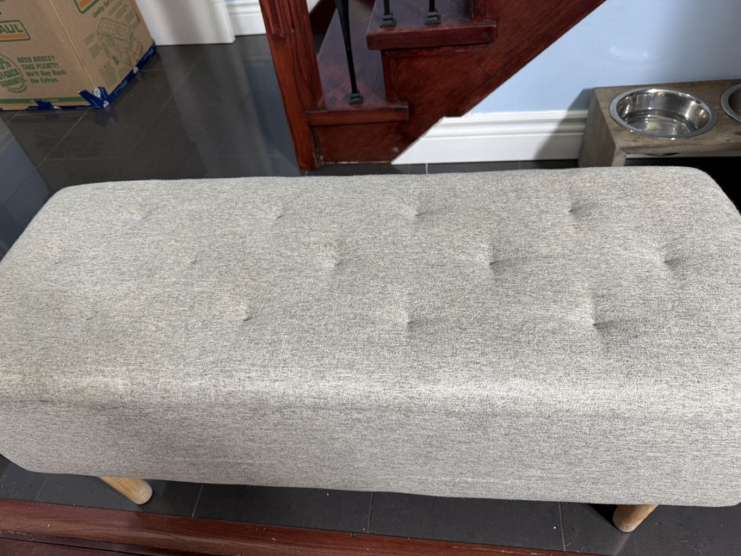 Grey Storage Ottoman Bench - photo 3