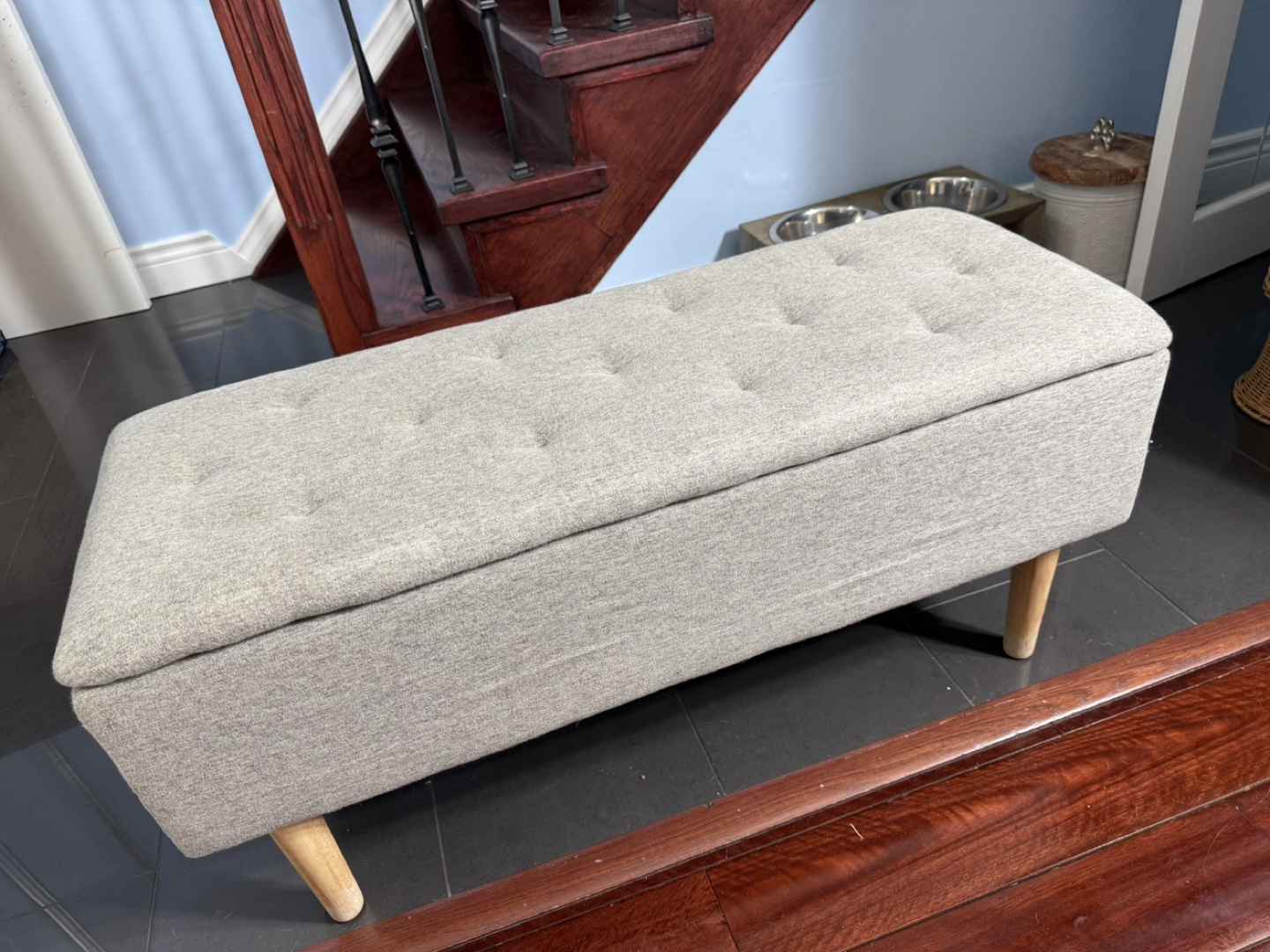 Grey Storage Ottoman Bench