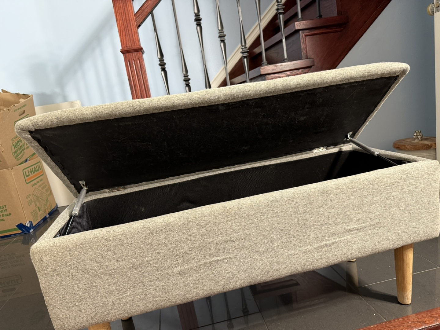 Grey Storage Ottoman Bench - photo 2