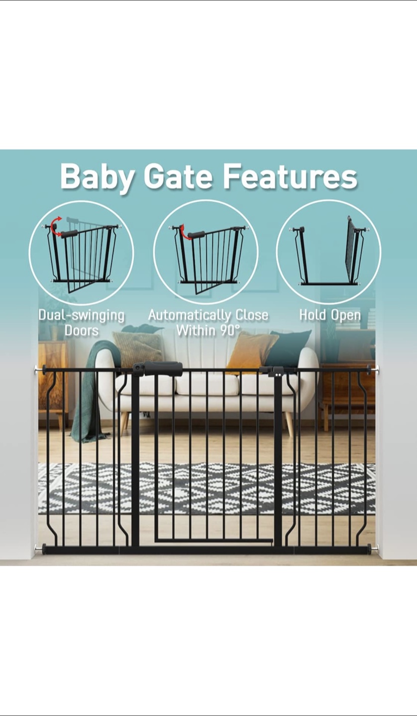 Black Metal Baby Gate - Extends to 66.93 inches - photo 3