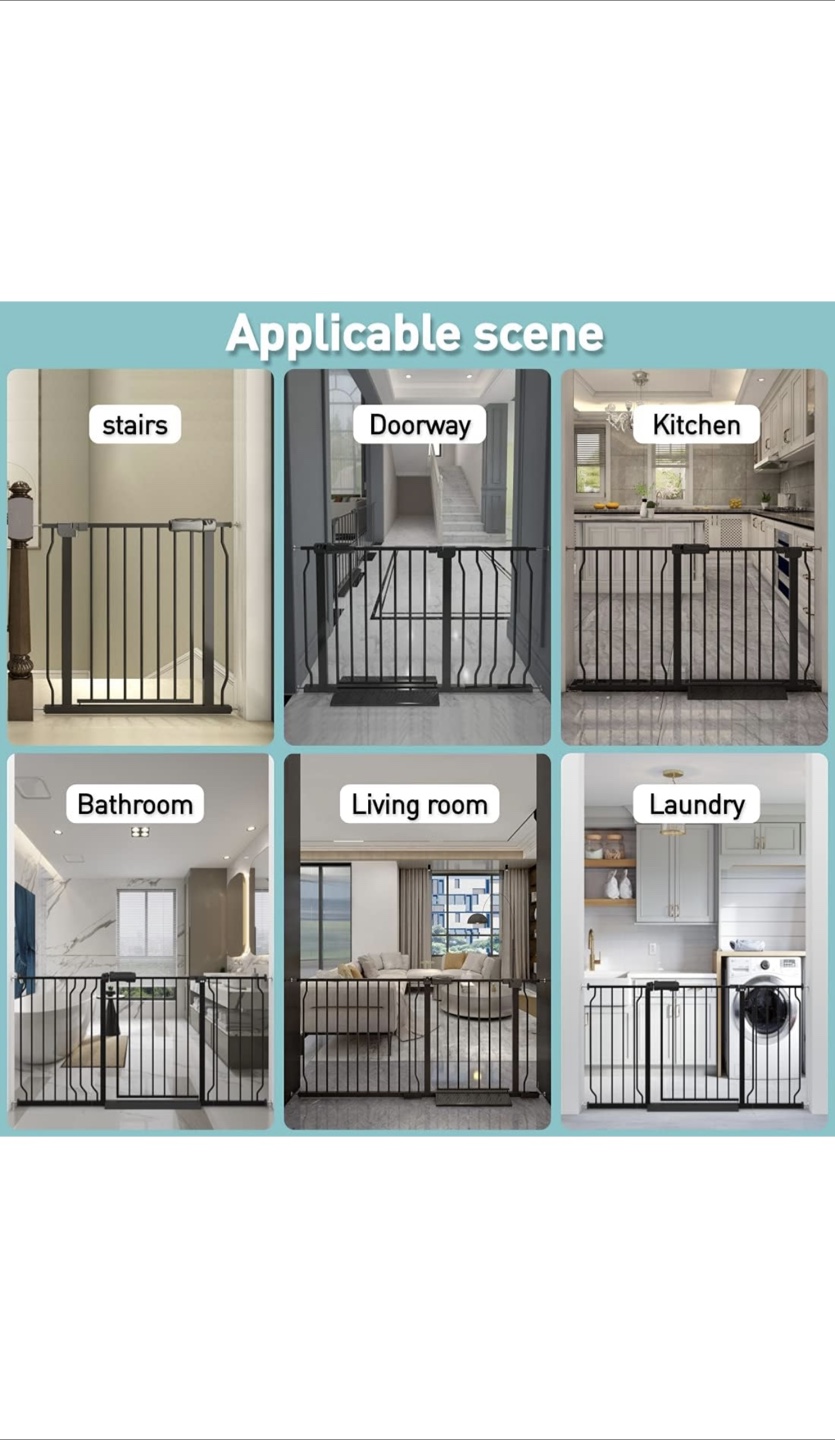 Black Metal Baby Gate - Extends to 66.93 inches - photo 2