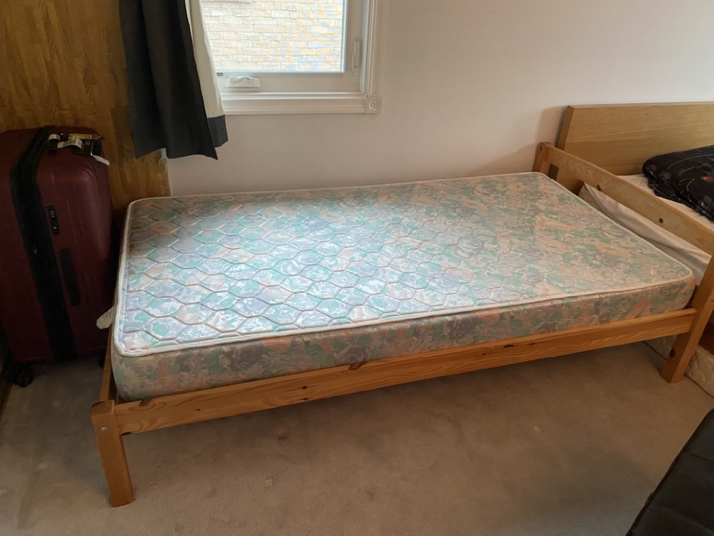 Pine Single Bed Frame and mattress - photo 3