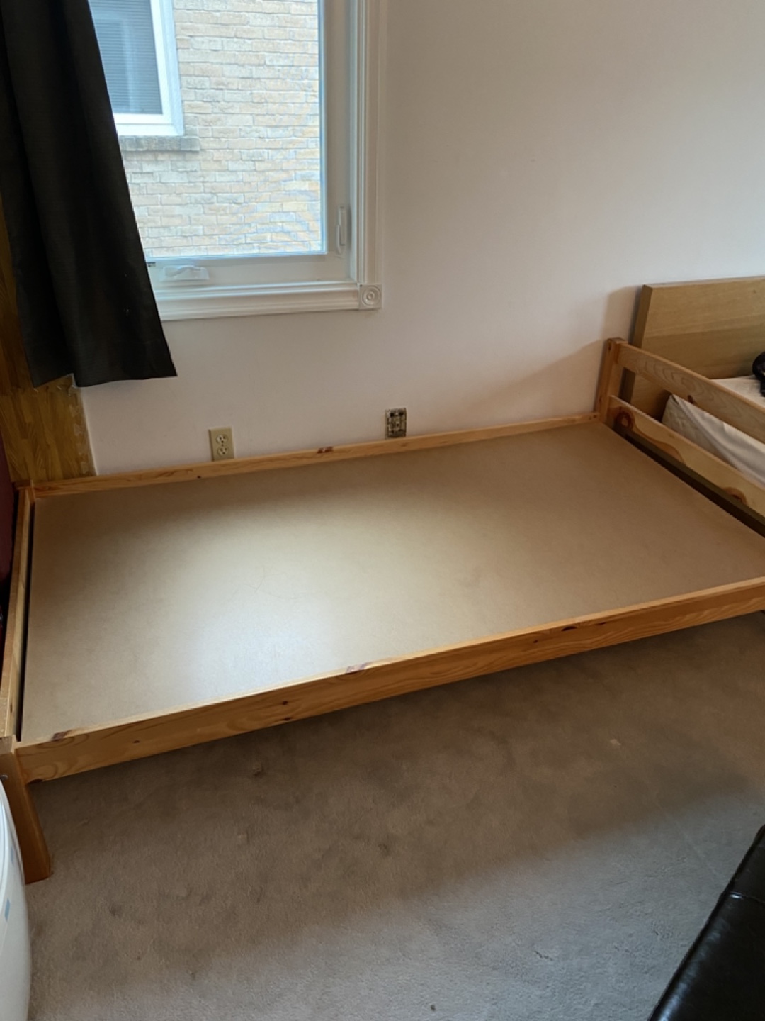 Pine Single Bed Frame and mattress