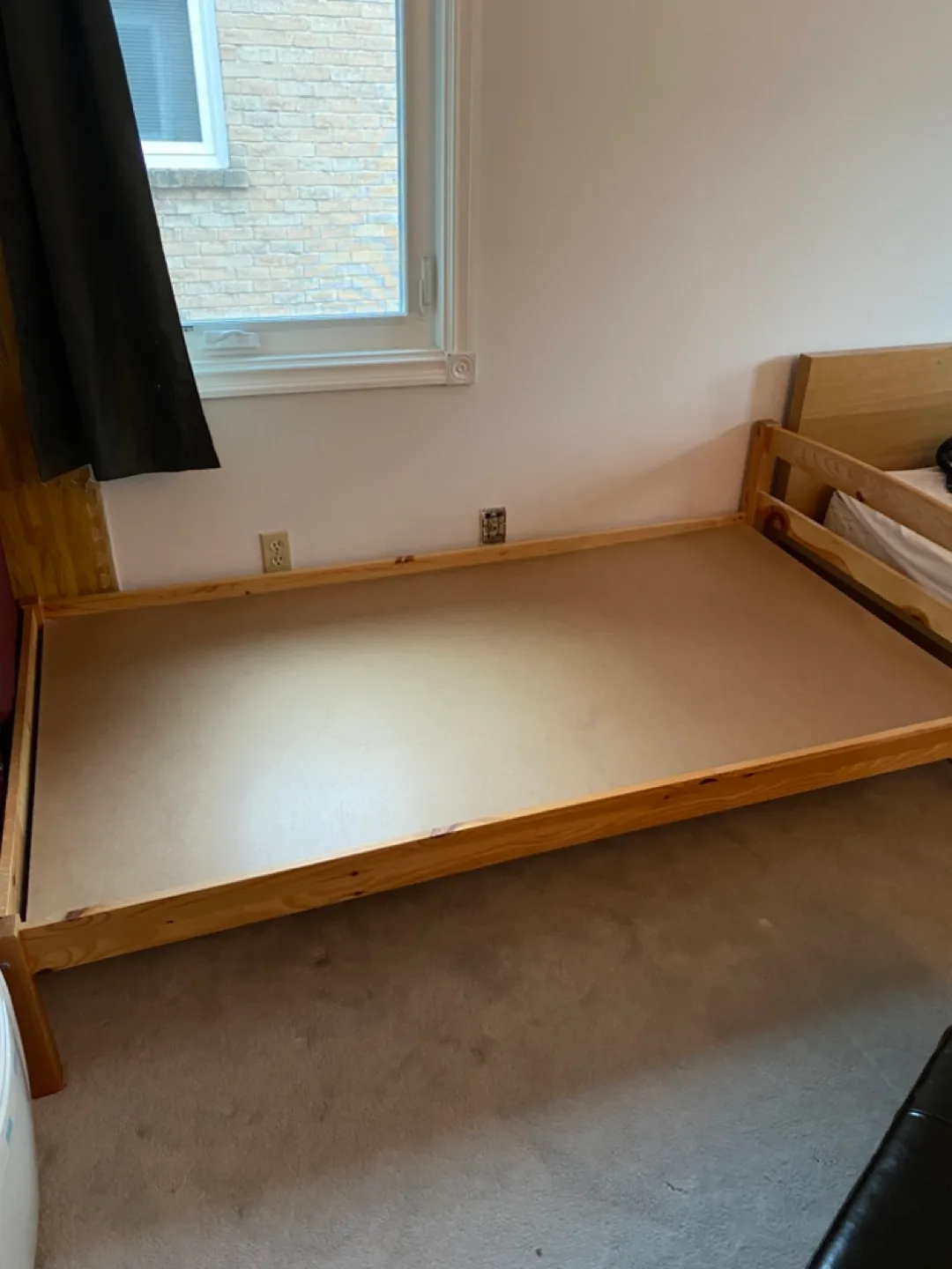 Pine Single Bed Frame and mattress thumbnail
