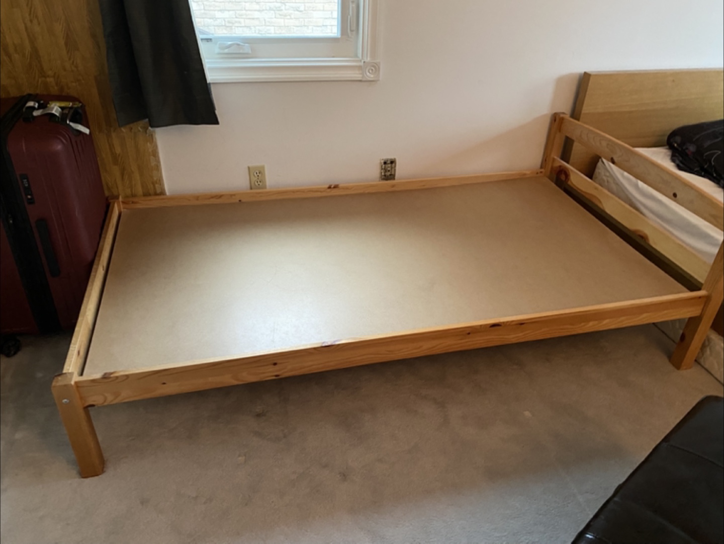 Pine Single Bed Frame and mattress - photo 2