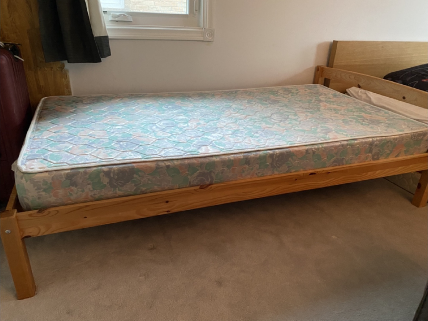 Pine Single Bed Frame and mattress - photo 4