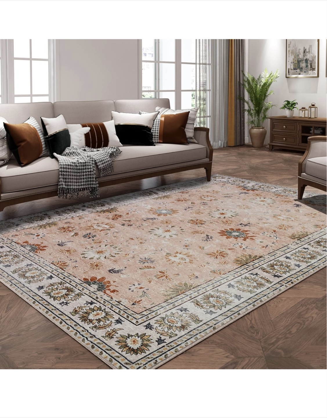 Floral Area Rug – Durable & Non-Slip - photo 2