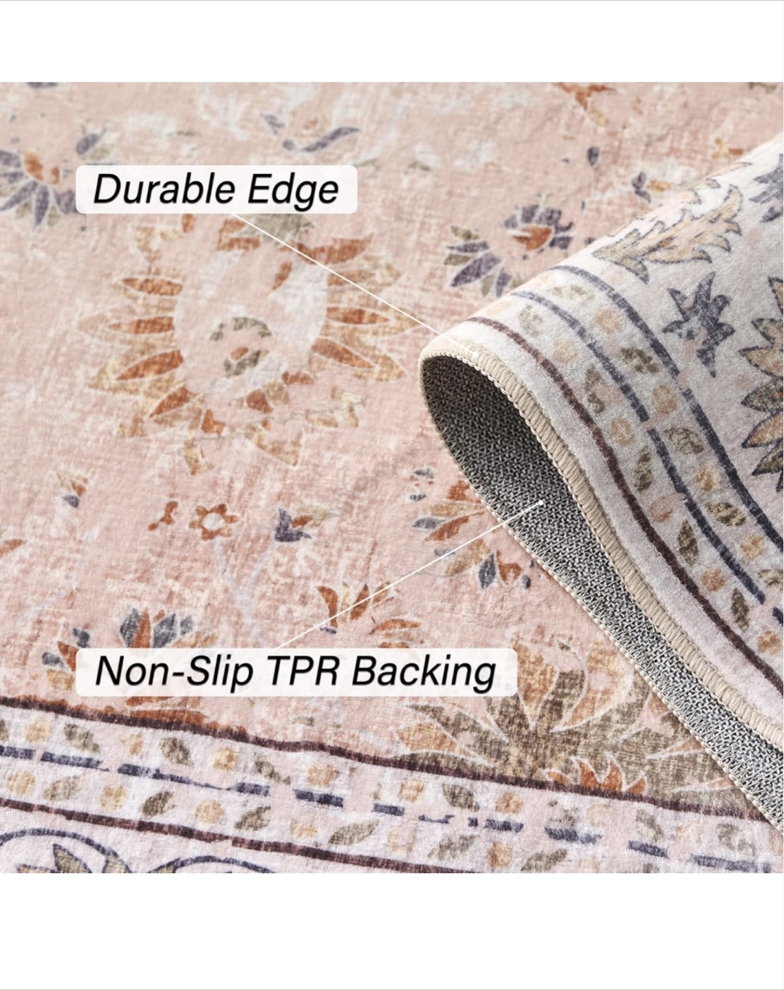 Floral Area Rug – Durable & Non-Slip - photo 3