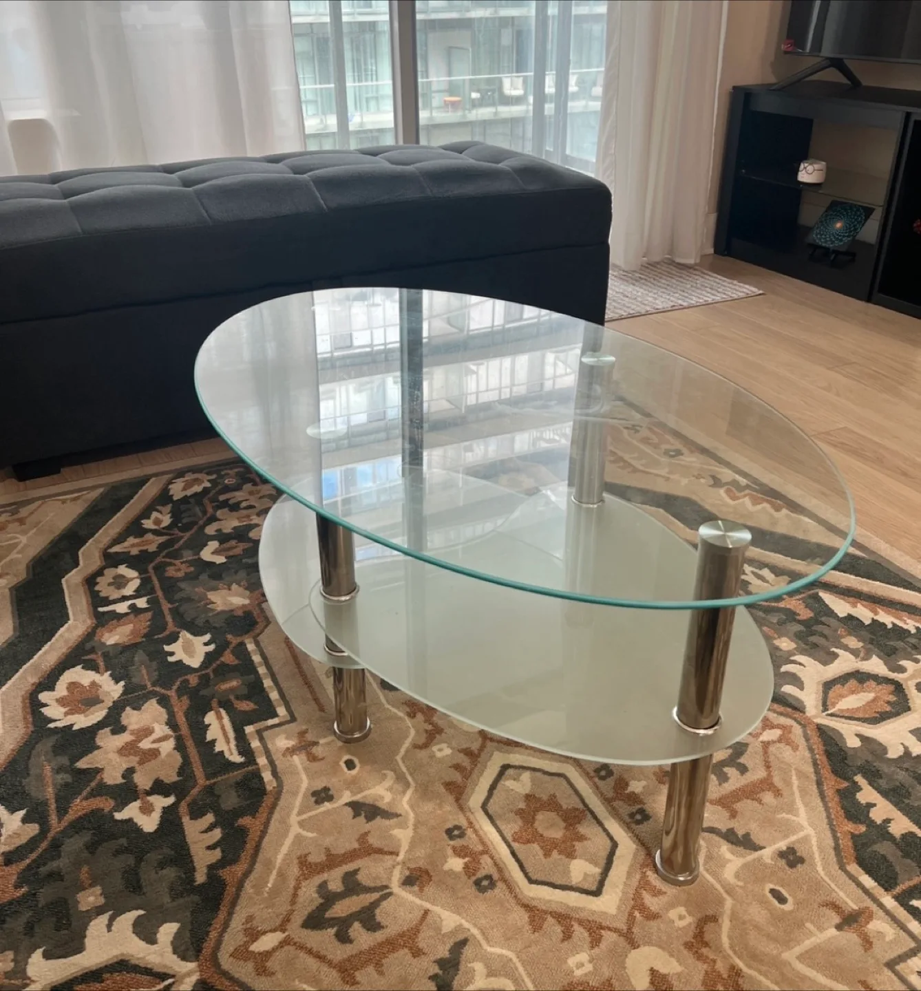 Glass Coffee Table with Metal Legs thumbnail