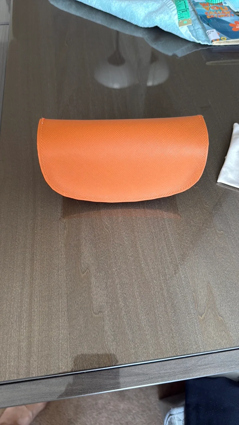 Tory Burch Orange Eyeglass Case with Cleaning Cloth image indicator(3)