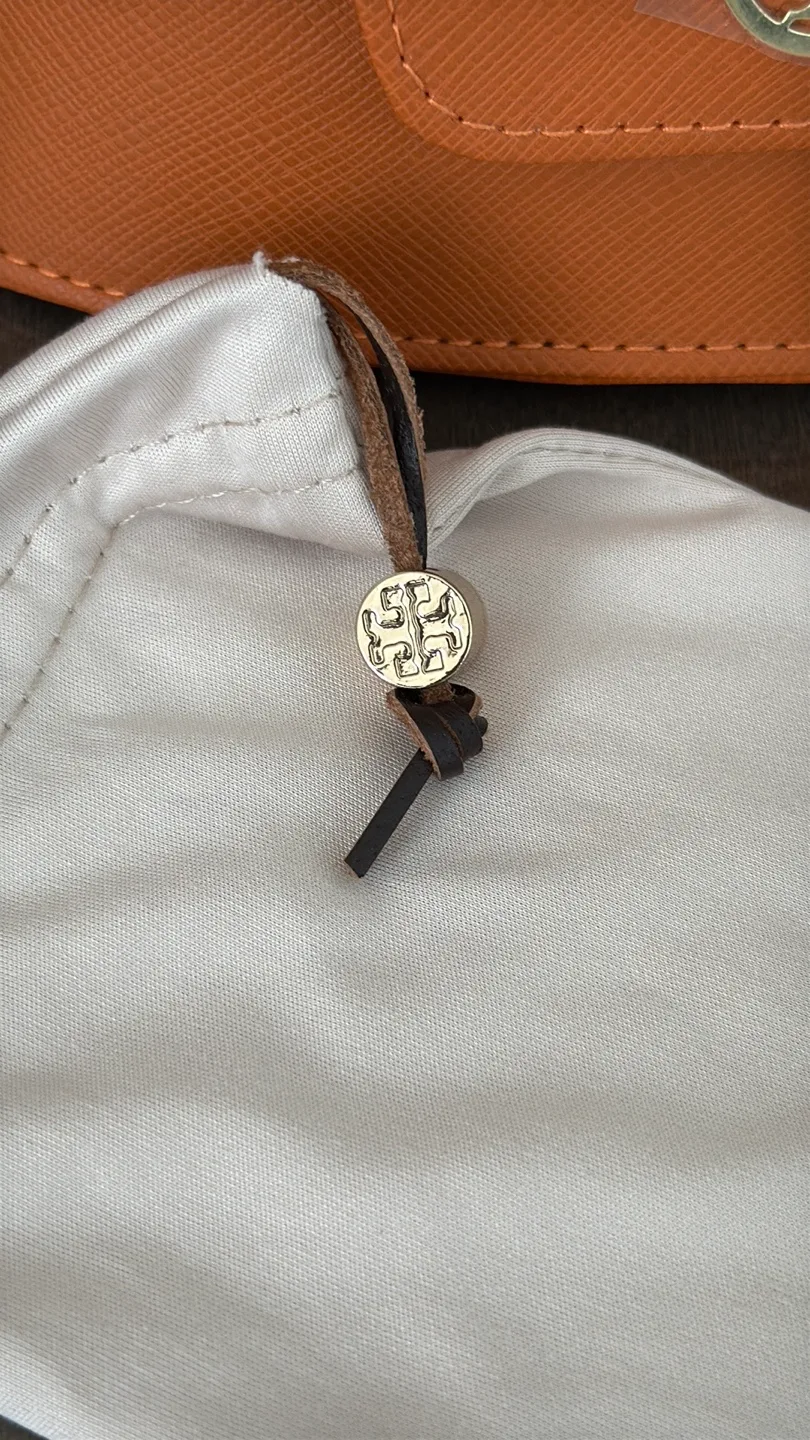 Tory Burch Orange Eyeglass Case with Cleaning Cloth image indicator(4)