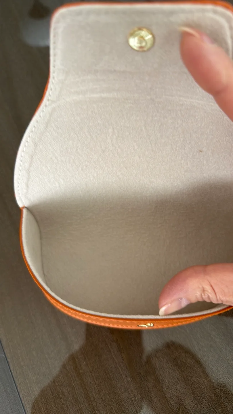 Tory Burch Orange Eyeglass Case with Cleaning Cloth image indicator(8)