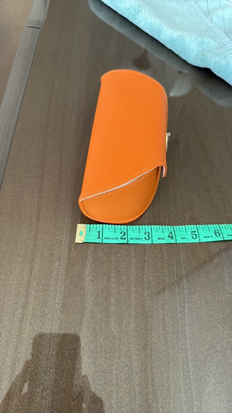 Tory Burch Orange Eyeglass Case with Cleaning Cloth image indicator(9)